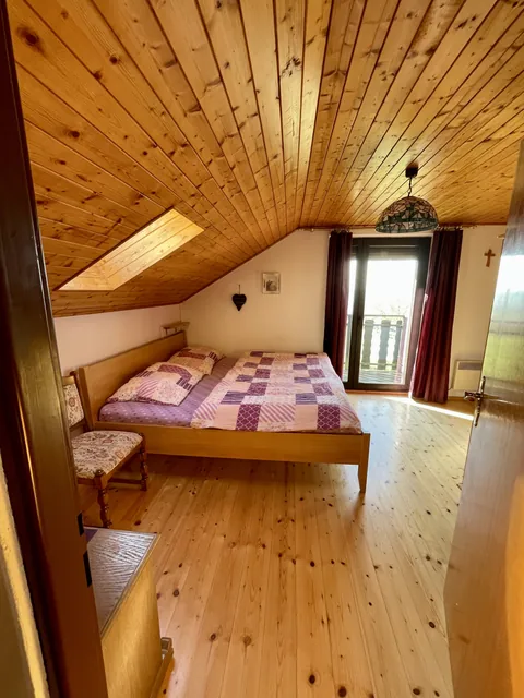 Attic bedroom with a double bed