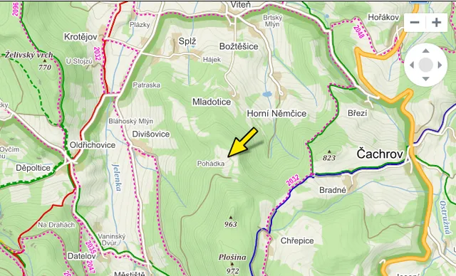 Map showing Pohádka farmstead near Čachrov
