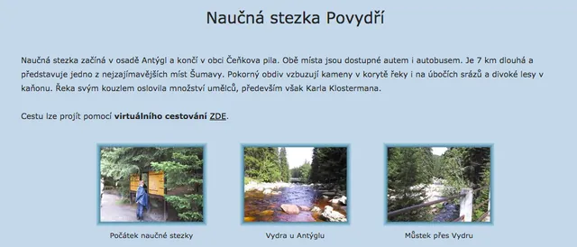 Original information overview for the Povydří nature trail