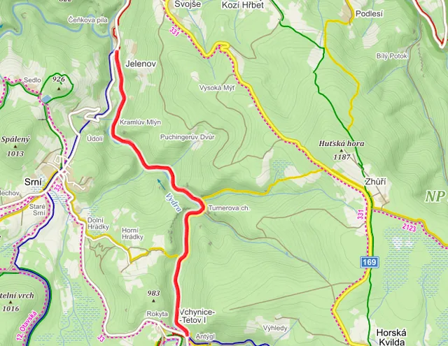 Map of the route along the Vchynicko-tetovský Canal