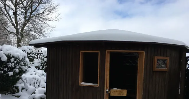 Außensauna im Winter